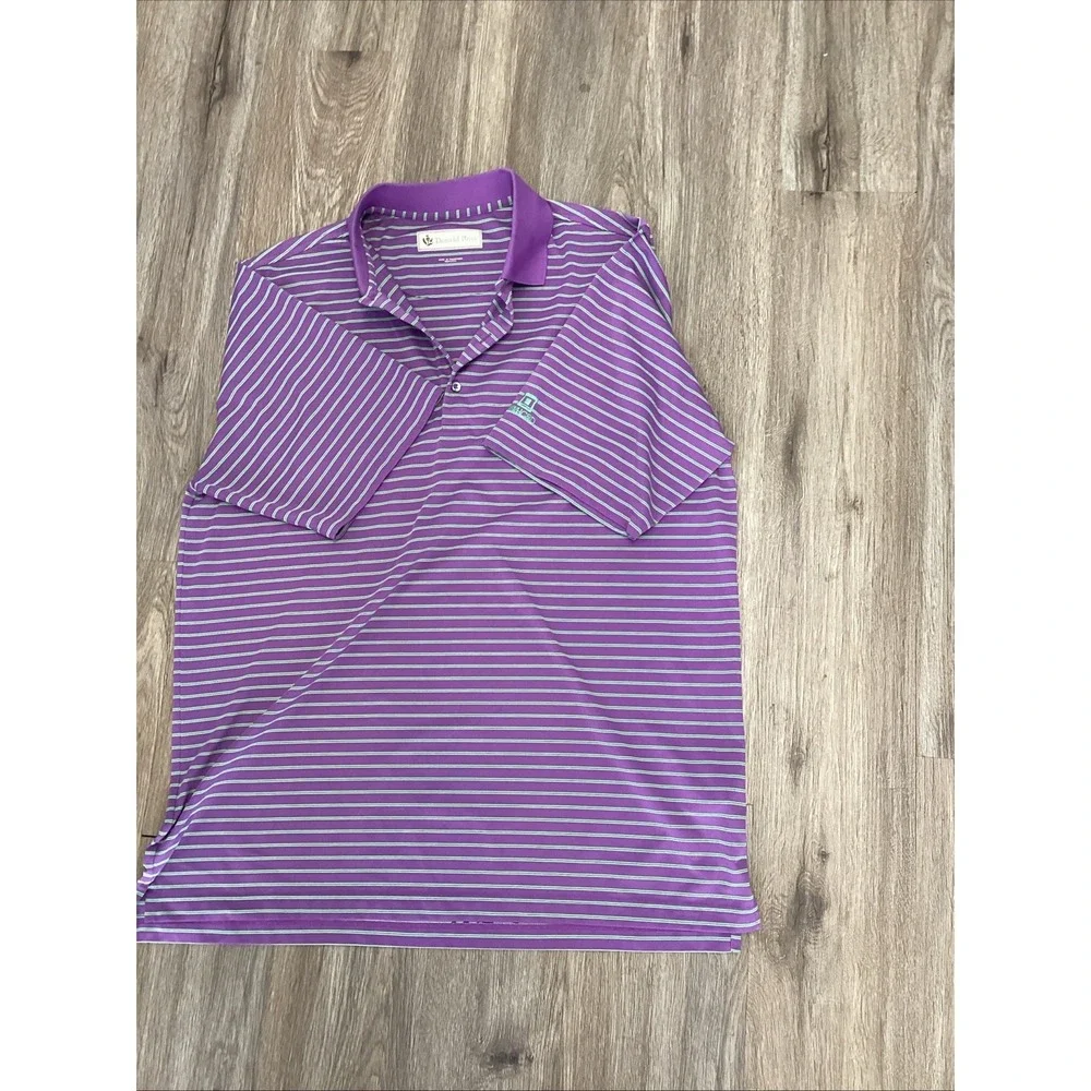 Donald Ross Sport Golf Polo Shirt Men's Blue Green Striped Shirt XL - Picture 8 of 13
